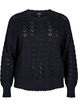 Long-sleeved knit blouse with an openwork pattern, Black, Packshot image number 0