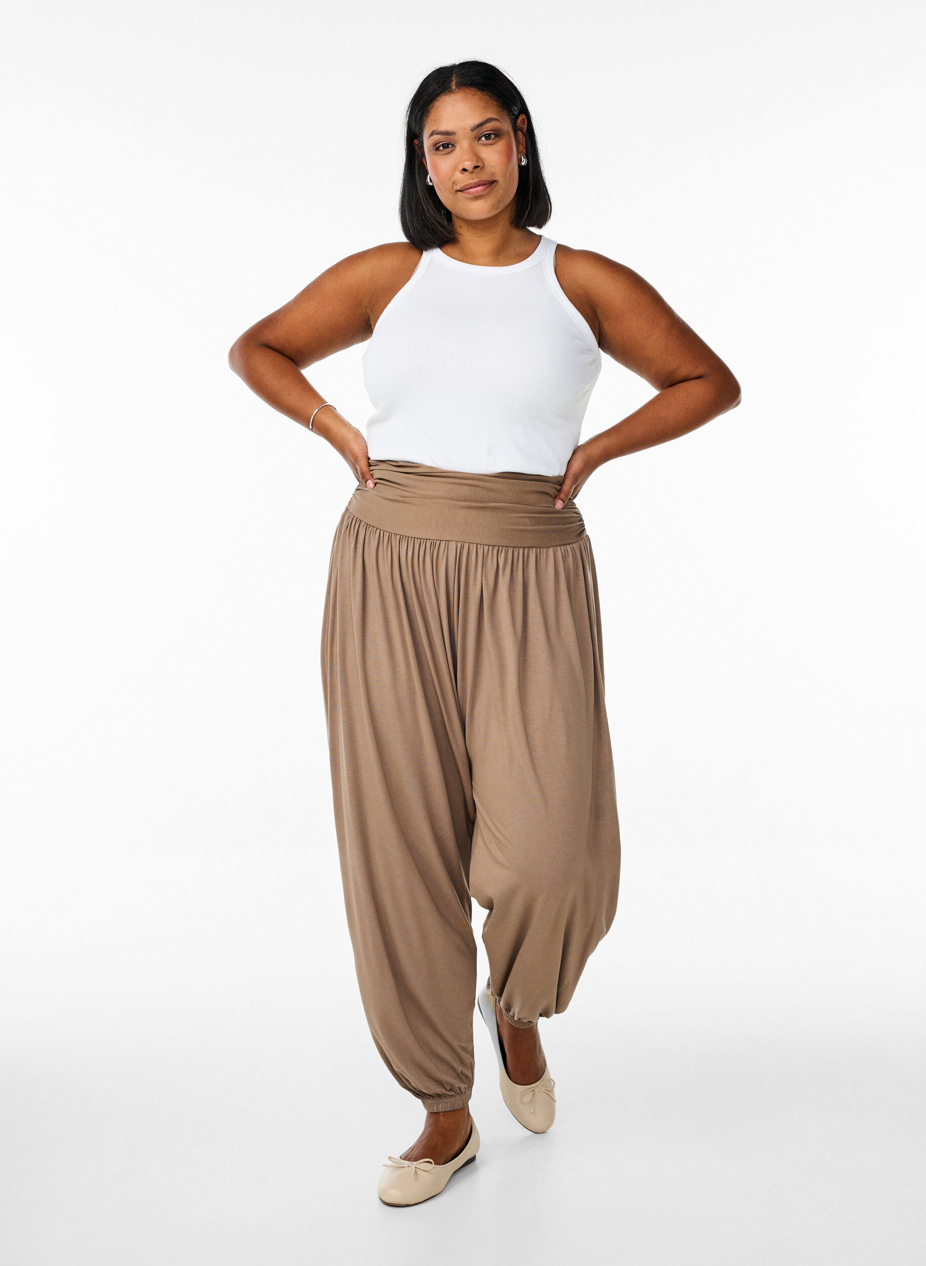 Zizzifashion Loose-fitting harem trousers, Brown, Model image number 0