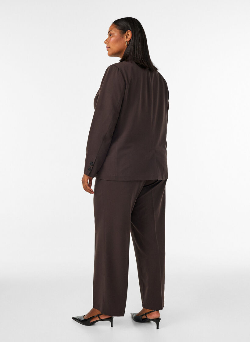 High-waisted tailored trousers with pressed creases, Brown, Model image number 1