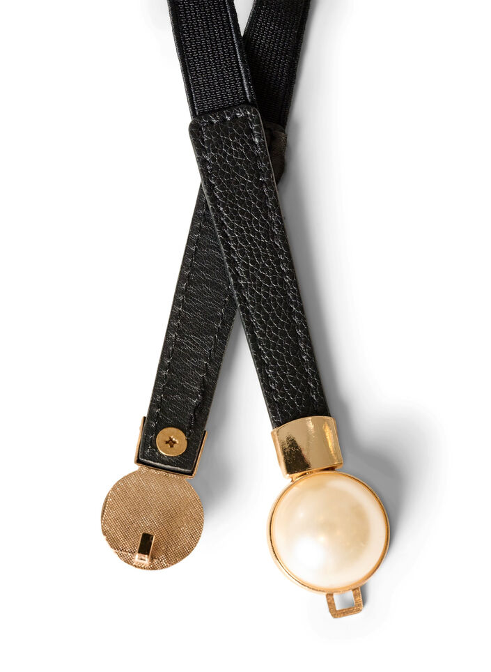 Elastic waist belt with pearl details, Black, Packshot image number 1