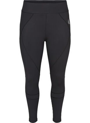 Cropped sports leggings, Black, Packshot image number 0