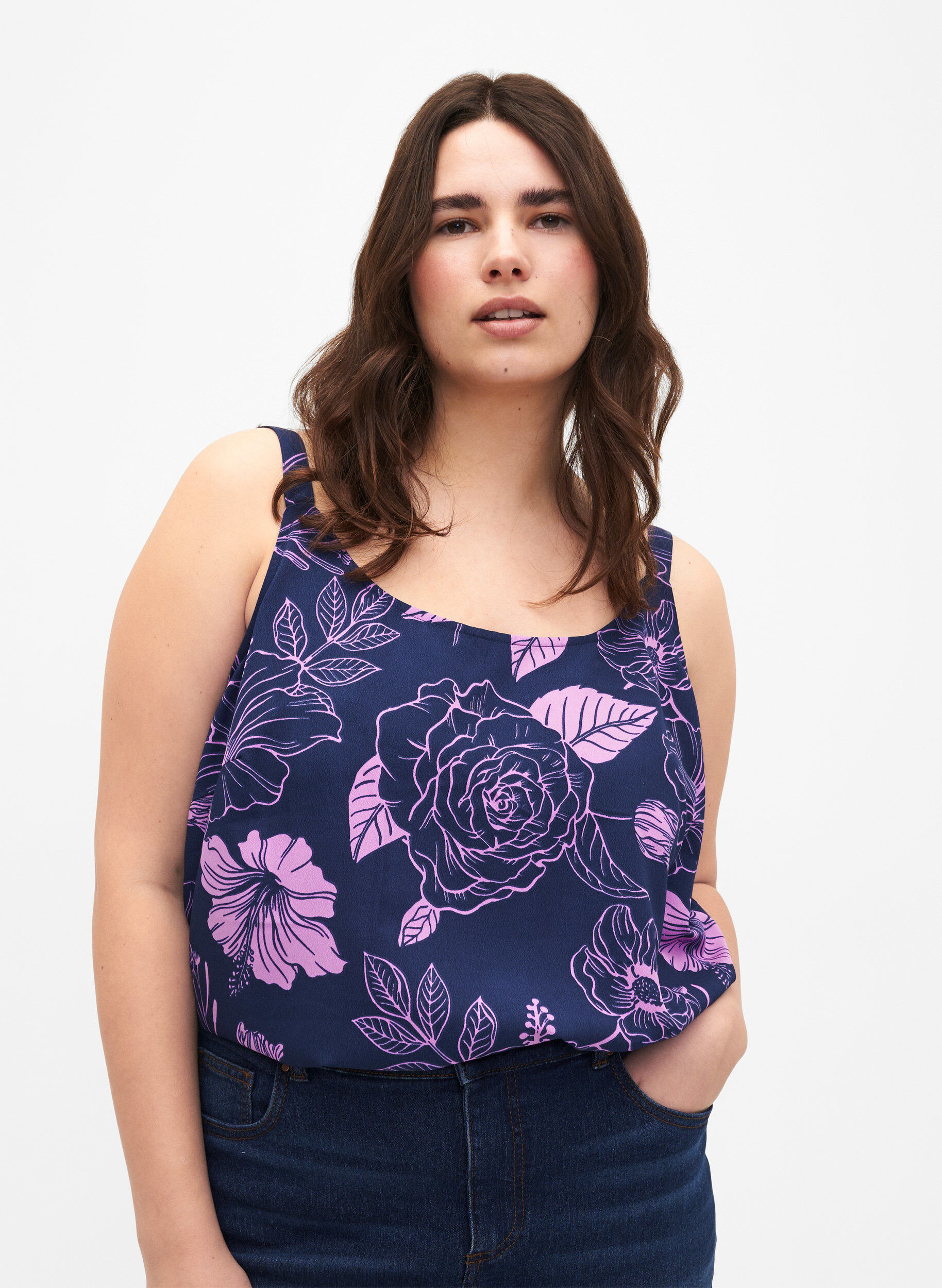 Zizzifashion FLASH - Top with print, Medieval Blue Flower, Model image number 0
