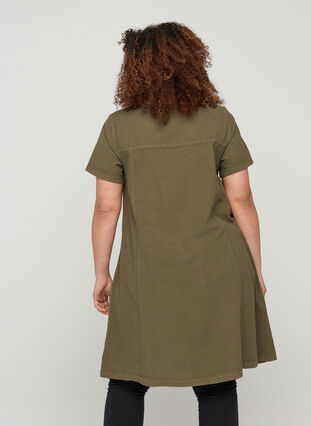 Short-sleeved cotton dress, Ivy Green, Model image number 1