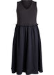 Sleeveless cotton midi dress with rib and muslin, Black, Packshot image number 0