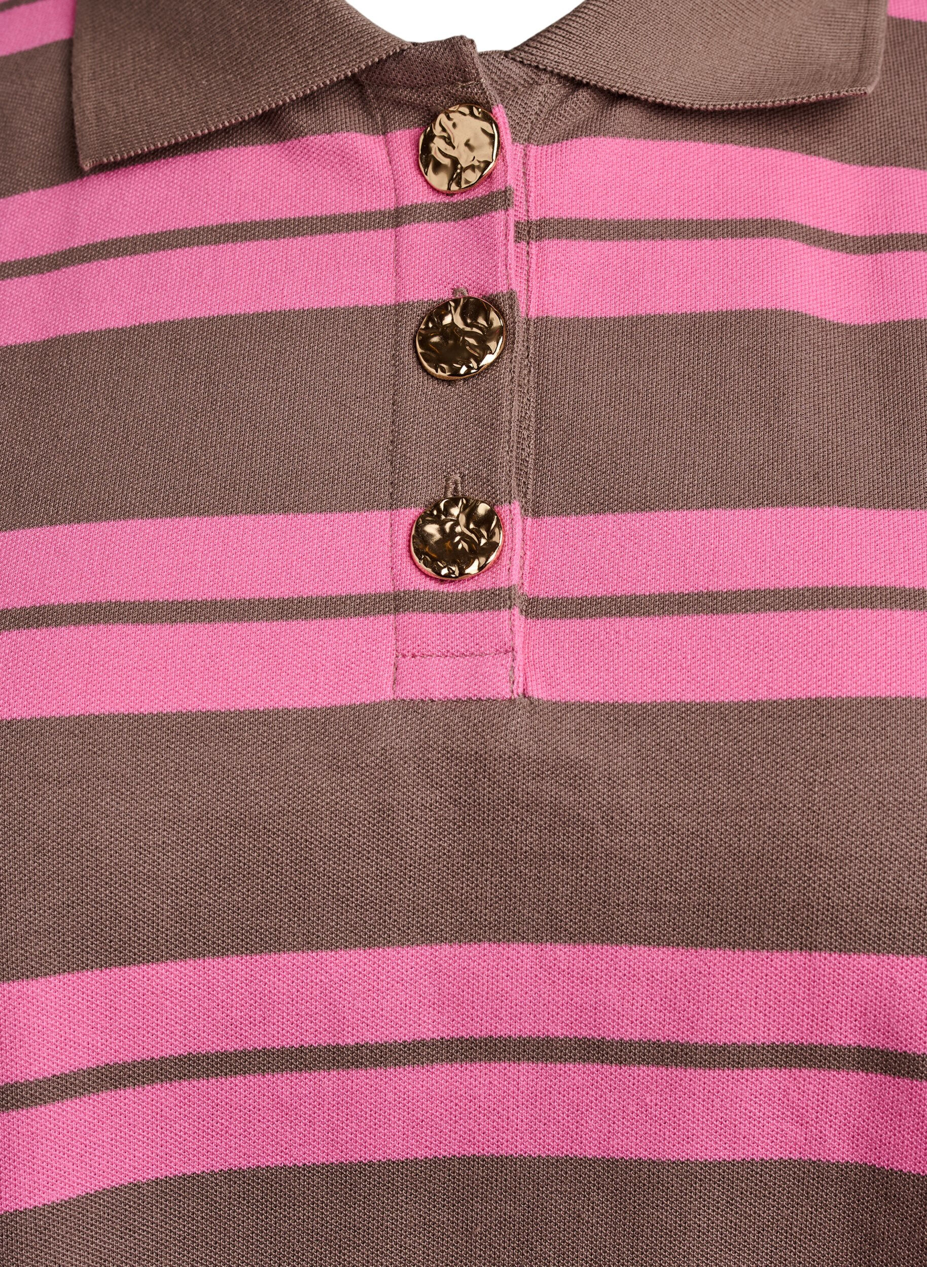 Zizzifashion Striped polo shirt with long sleeves, Pink, Packshot image number 2