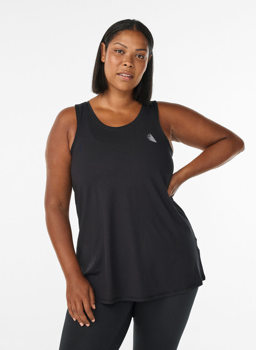 Solid coloured training top with a round neck, Black, Model image number 0
