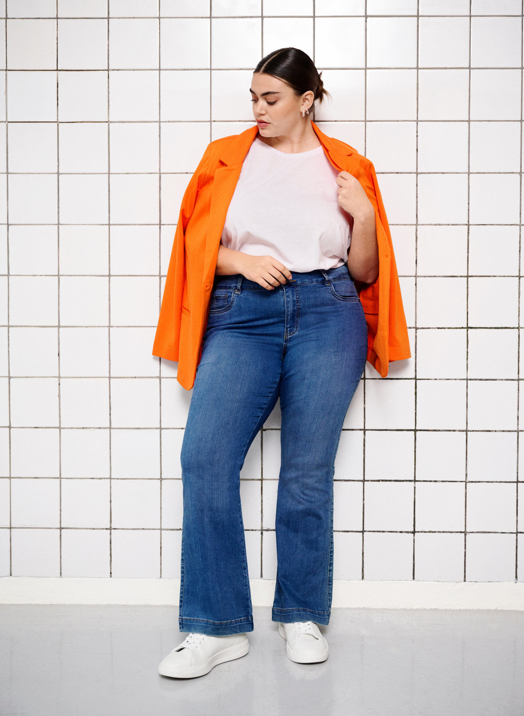 Zizzifashion Simple blazer with button, Mandarin Orange, Image image number 1