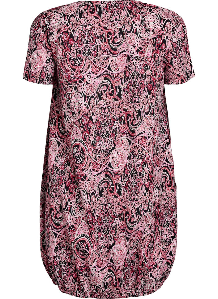 Short-sleeved cotton dress with print, Black, Packshot image number 1