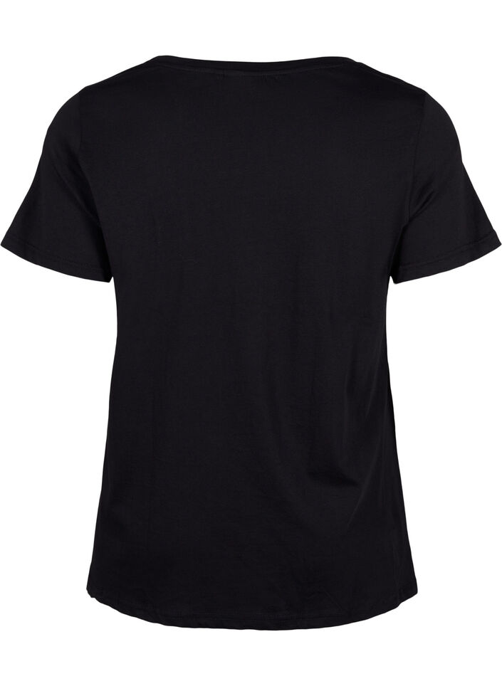Cotton t-shirt with print on the front, Black W. Chest print, Packshot image number 1