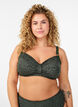 Bikini top with textured mesh and removable padding, Green, Model image number 0