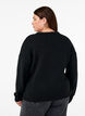 Long-sleeved knitted jumper with wool and a round neck, Black Solid, Model image number 1
