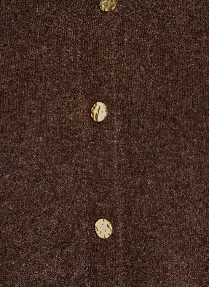 Cardigan in soft knit with gold-coloured buttons, Brown, Packshot image number 2