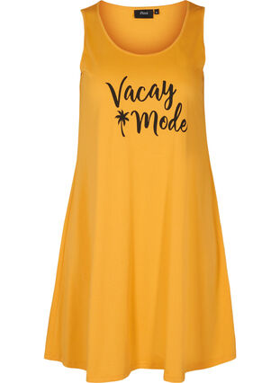 Sleeveless cotton dress in A-line, Mineral Yellow VACAY, Packshot image number 0