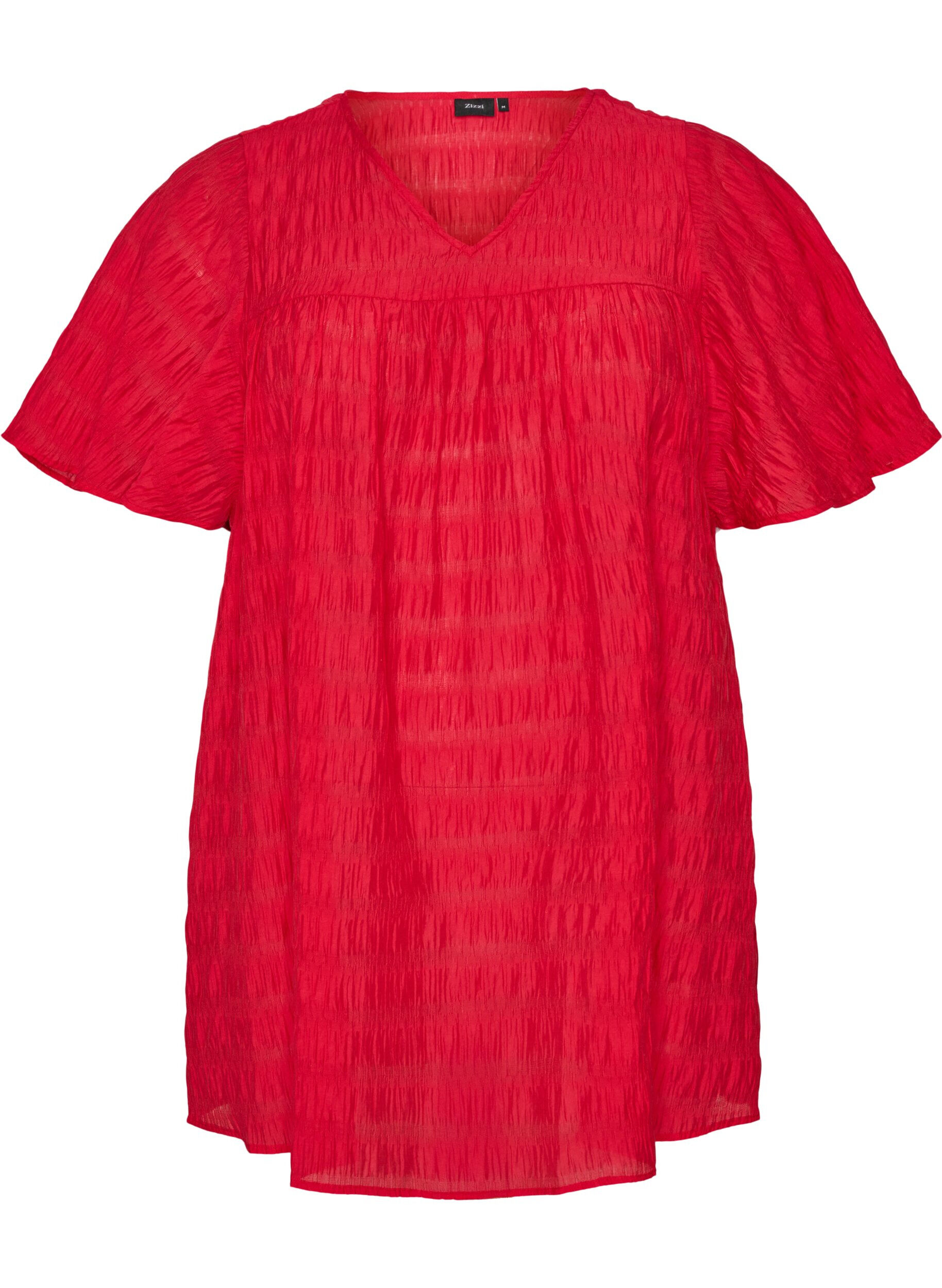 Zizzifashion Tunic in lyocell with flutter sleeves, Red, Packshot image number 0