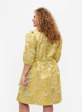 Short wrap dress with 3/4 sleeves, Pear Liqueur, Model image number 1