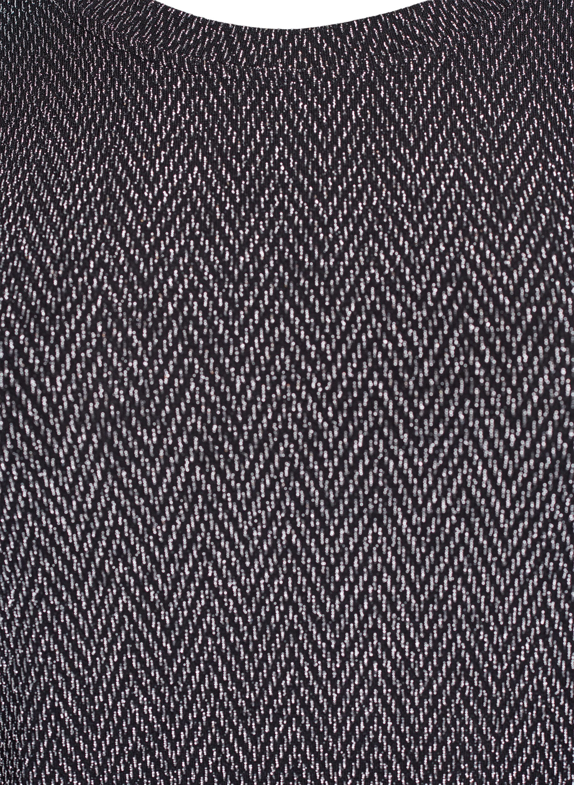 ZizzifashionBlouse with herringbone pattern and glitter thread, Black, Packshot image number 2