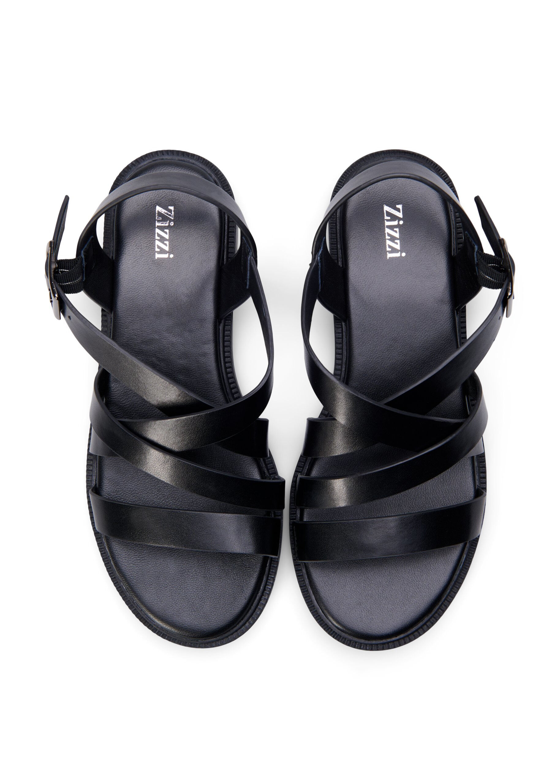 Zizzifashion Leather summer sandal with a wide fit, Black, Packshot image number 2