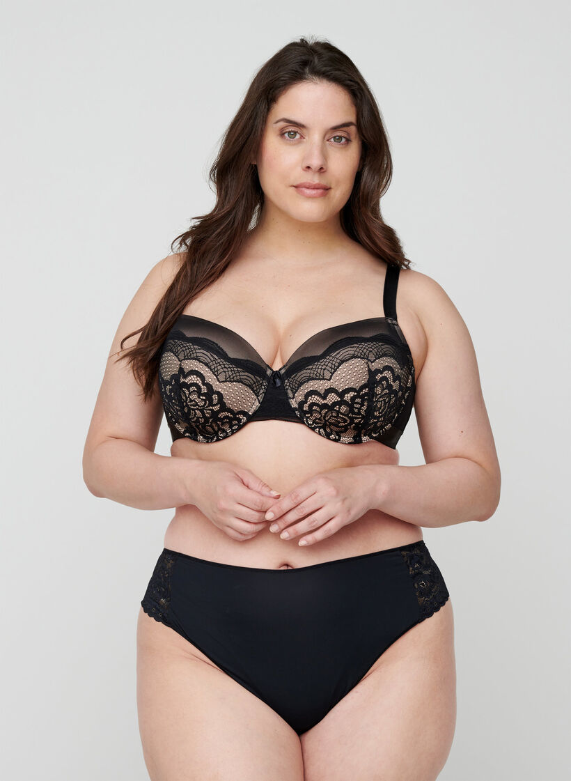 3 pack G-string with a lace trim, Black, Model image number 0