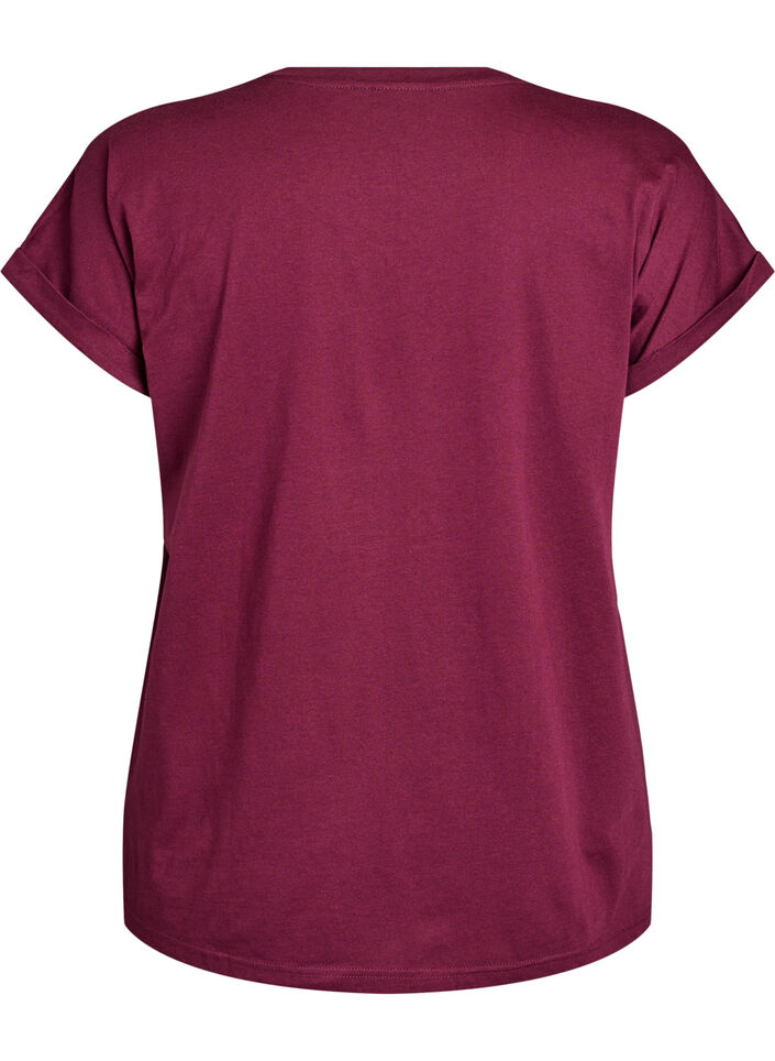 Short sleeved cotton blend t-shirt, Dark Bordeaux, Packshot image number 1