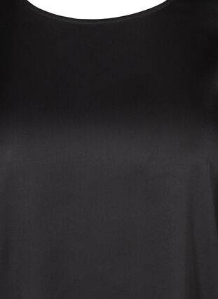 Short-sleeved shiny blouse, Black, Packshot image number 2