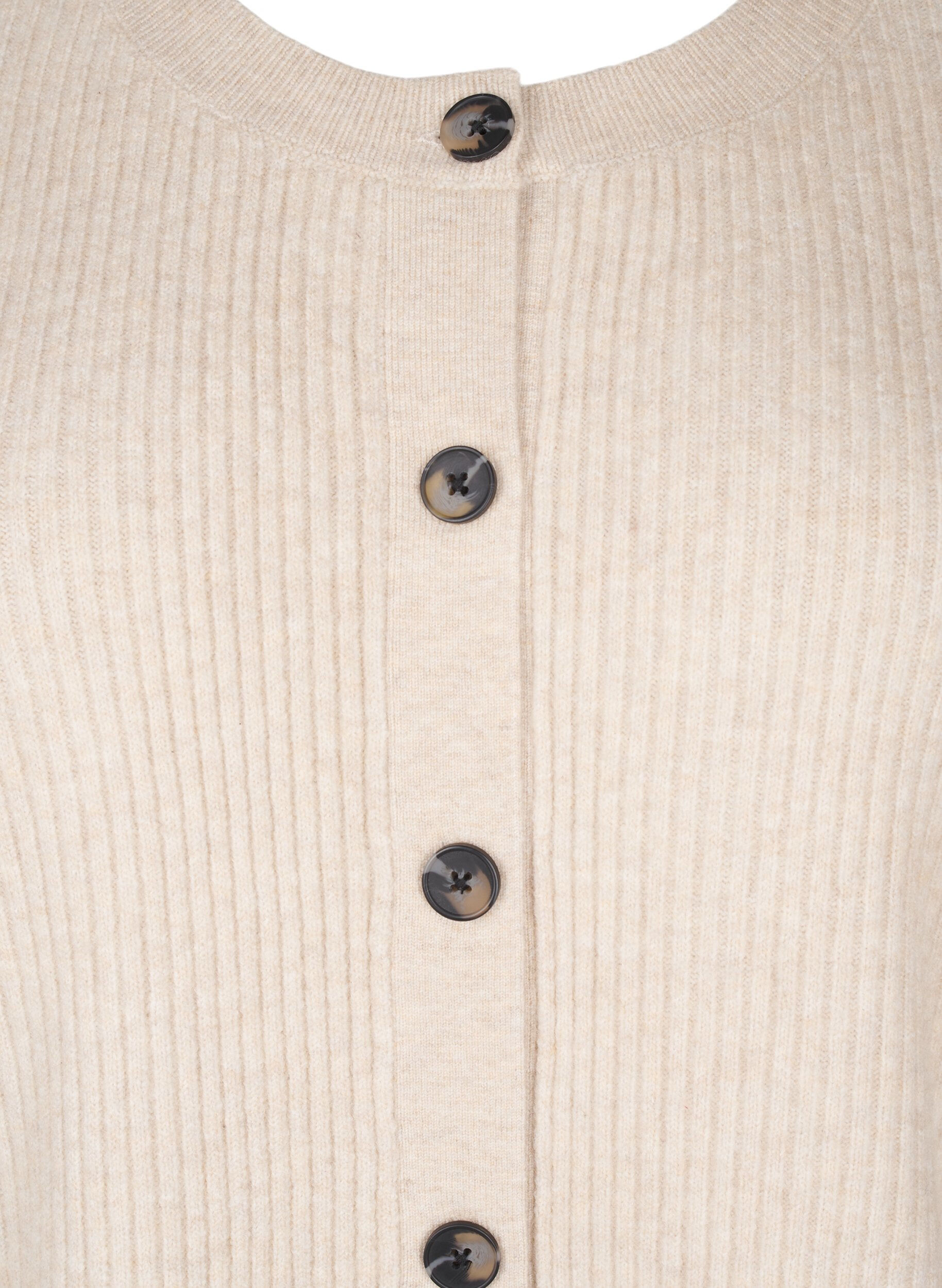 Zizzifashion Rib knit cardigan with buttons, Beige, Packshot image number 2