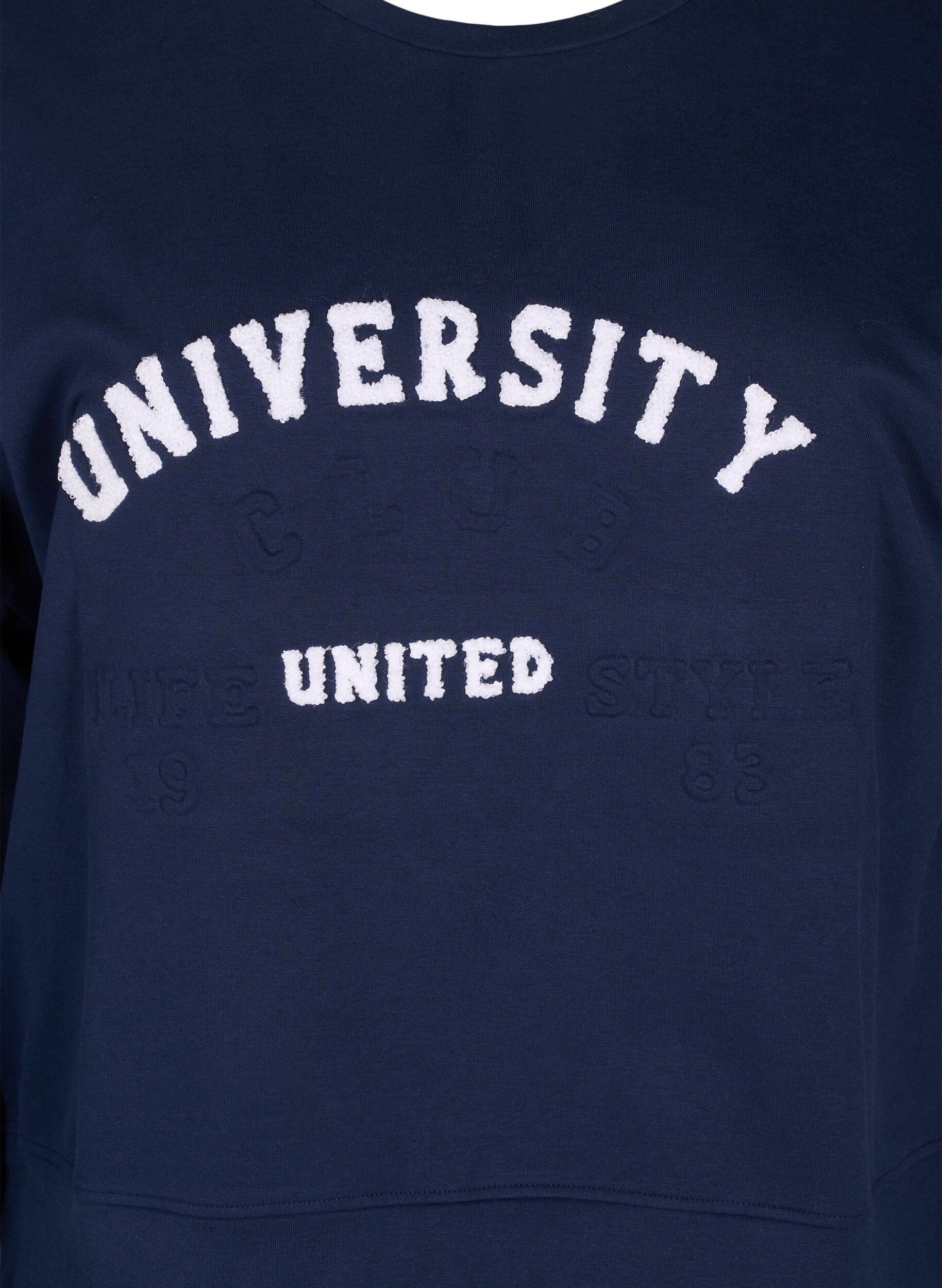 Zizzifashion Sweatshirt with embossed text design, Blue, Packshot image number 2