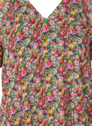 Short-sleeved tunic with floral print, Pink Flower AOP, Packshot image number 2