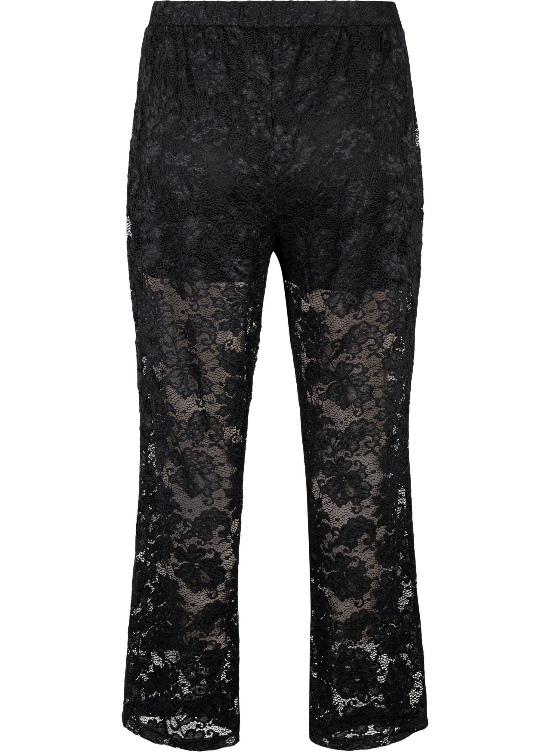 Zizzifashion Laced pants with straight fit, Black, Packshot image number 1