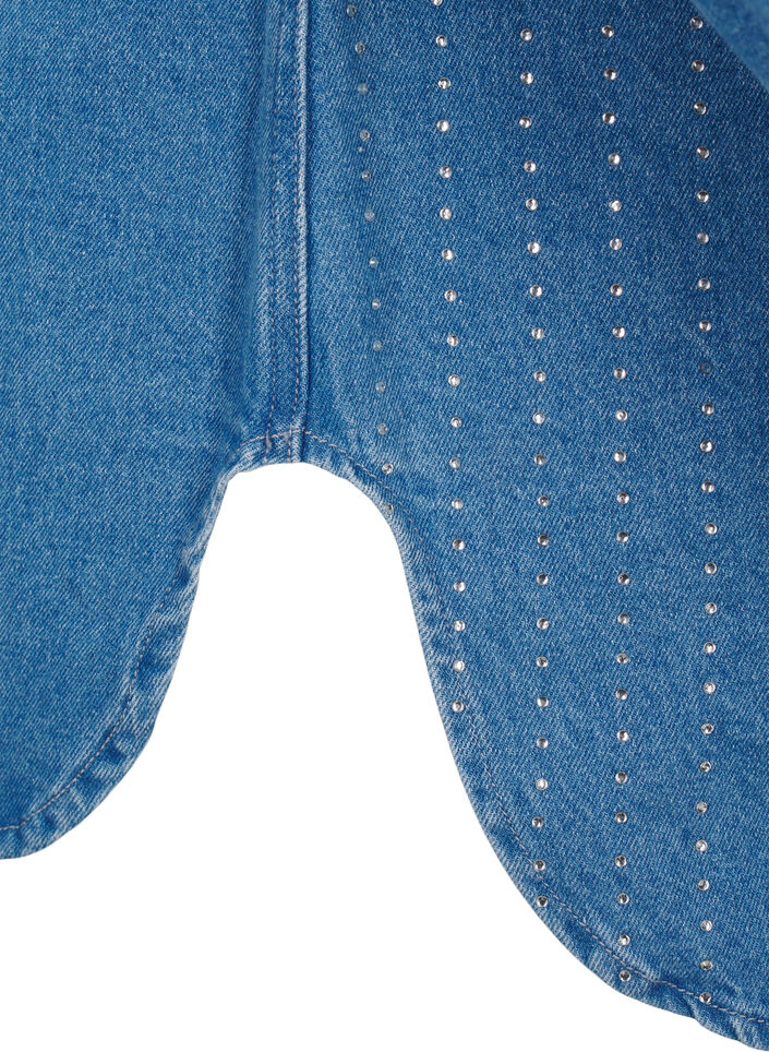 Denim shirt with rhinestones, Light Blue Denim, Packshot image number 3