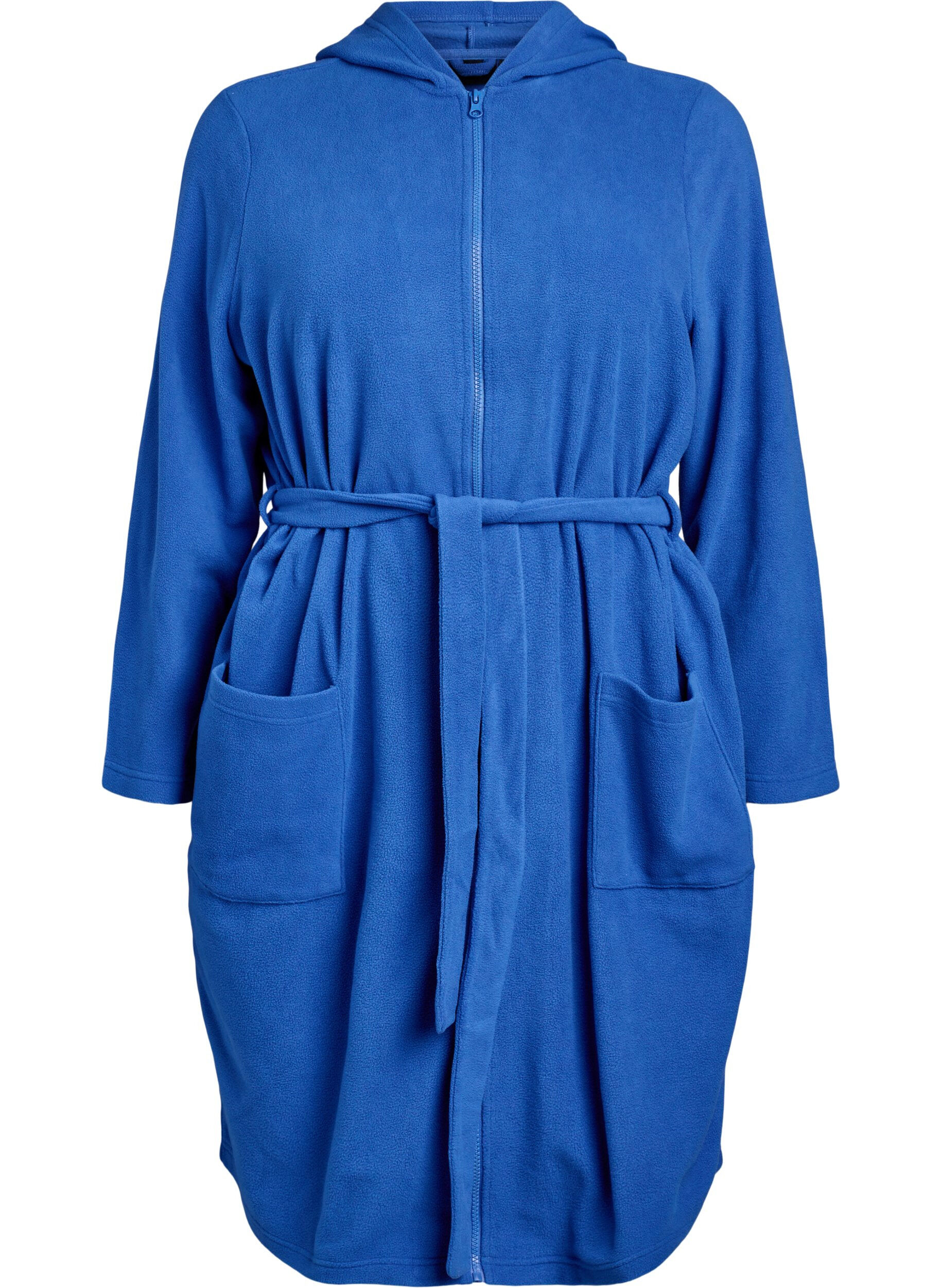 Zizzifashion Morning robe with zipper and hood, Blue, Packshot image number 0