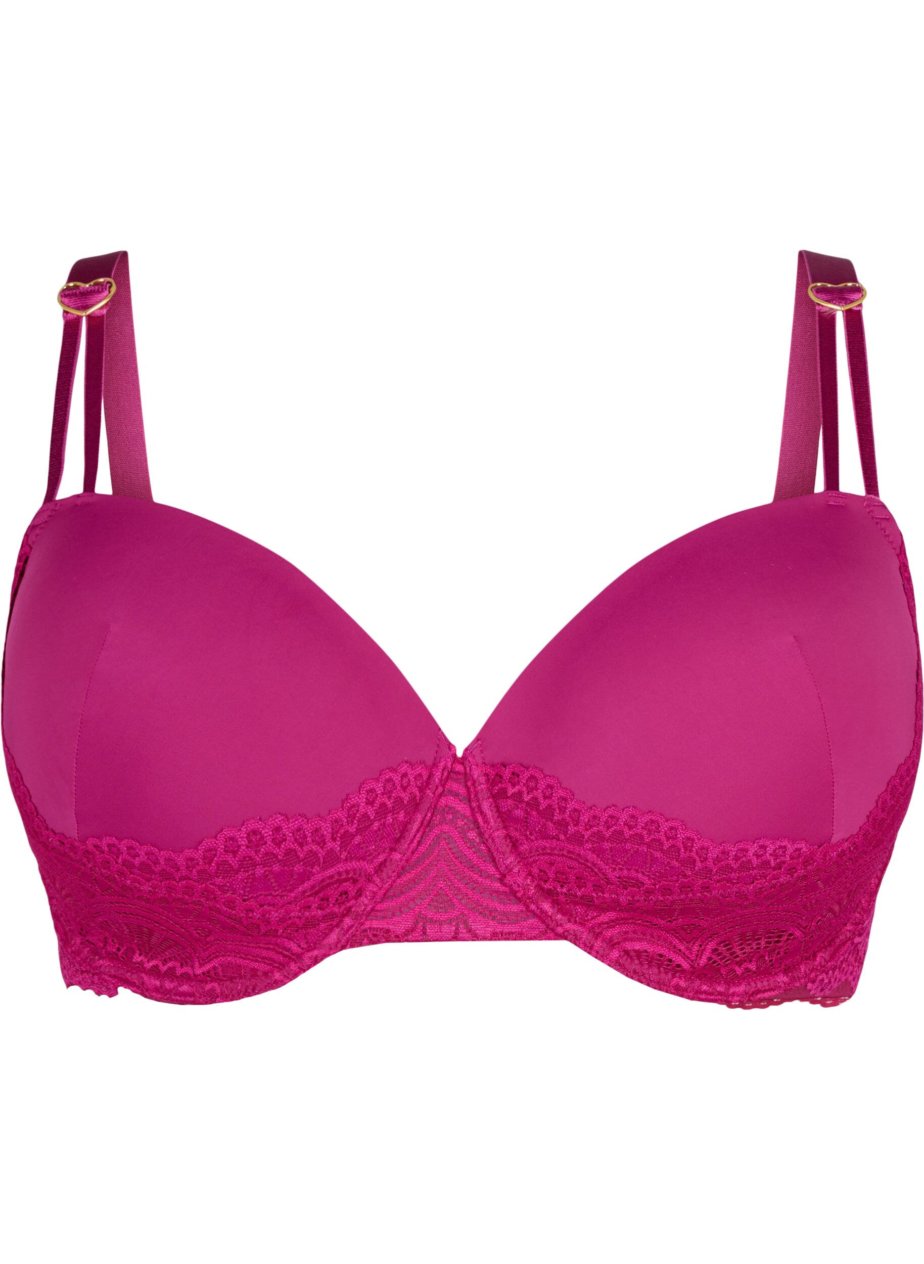 Zizzifashion Moulded bra with lace, Red, Packshot image number 0