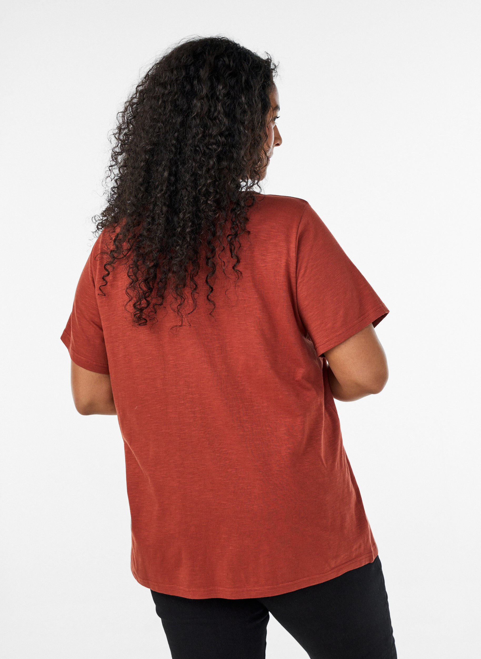 ZizzifashionT-shirt with button detail, Brown, Model image number 0