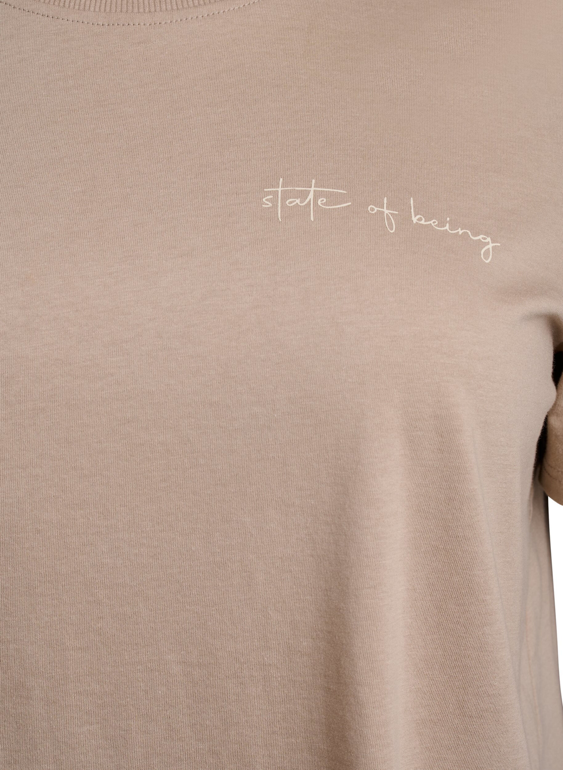 ZizzifashionT-shirt with text print and round neck, Brown, Packshot image number 2