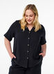 Short-sleeved shirt in cotton muslin, Black, Model image number 0