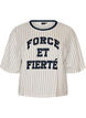 Boxy T-shirt with stripes and statement print, White, Packshot image number 0