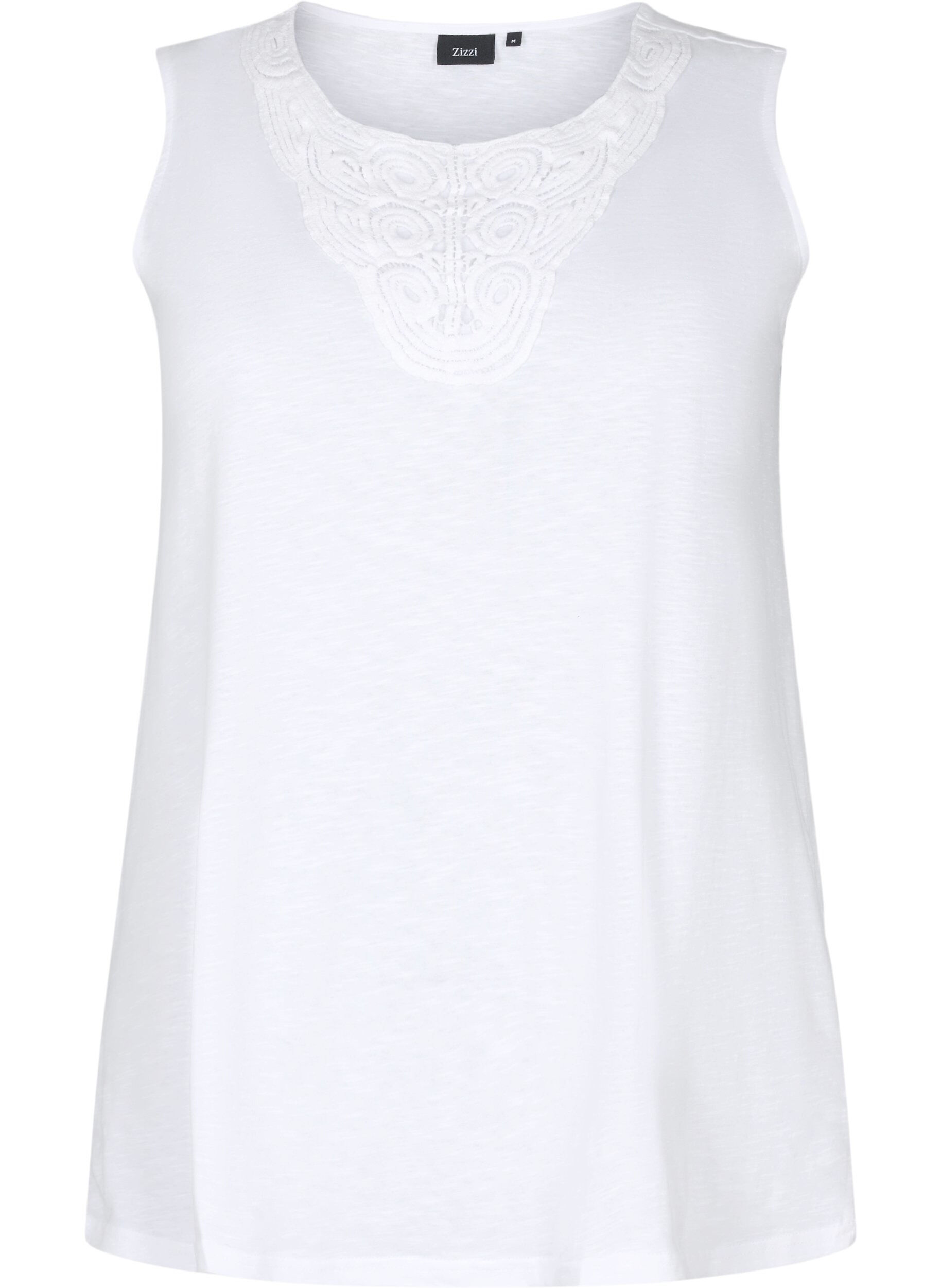Zizzifashion Sleeveless top in cotton, Bright White, Packshot image number 0
