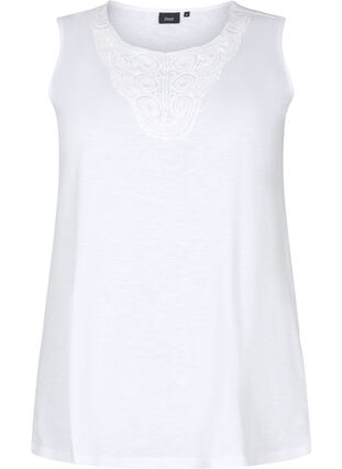 Sleeveless top in cotton, Bright White, Packshot image number 0