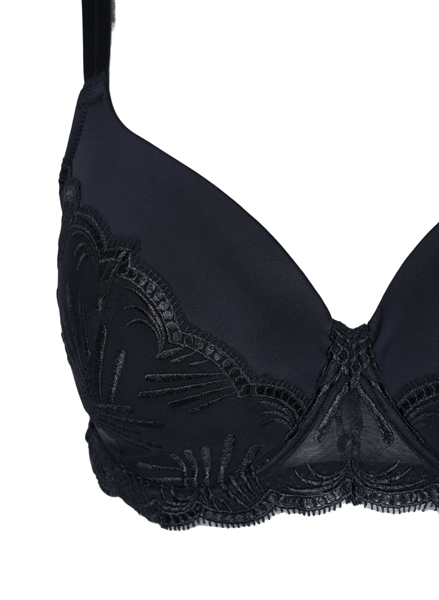 Zizzifashion Underwire bra with padding and lace, Black, Packshot image number 2