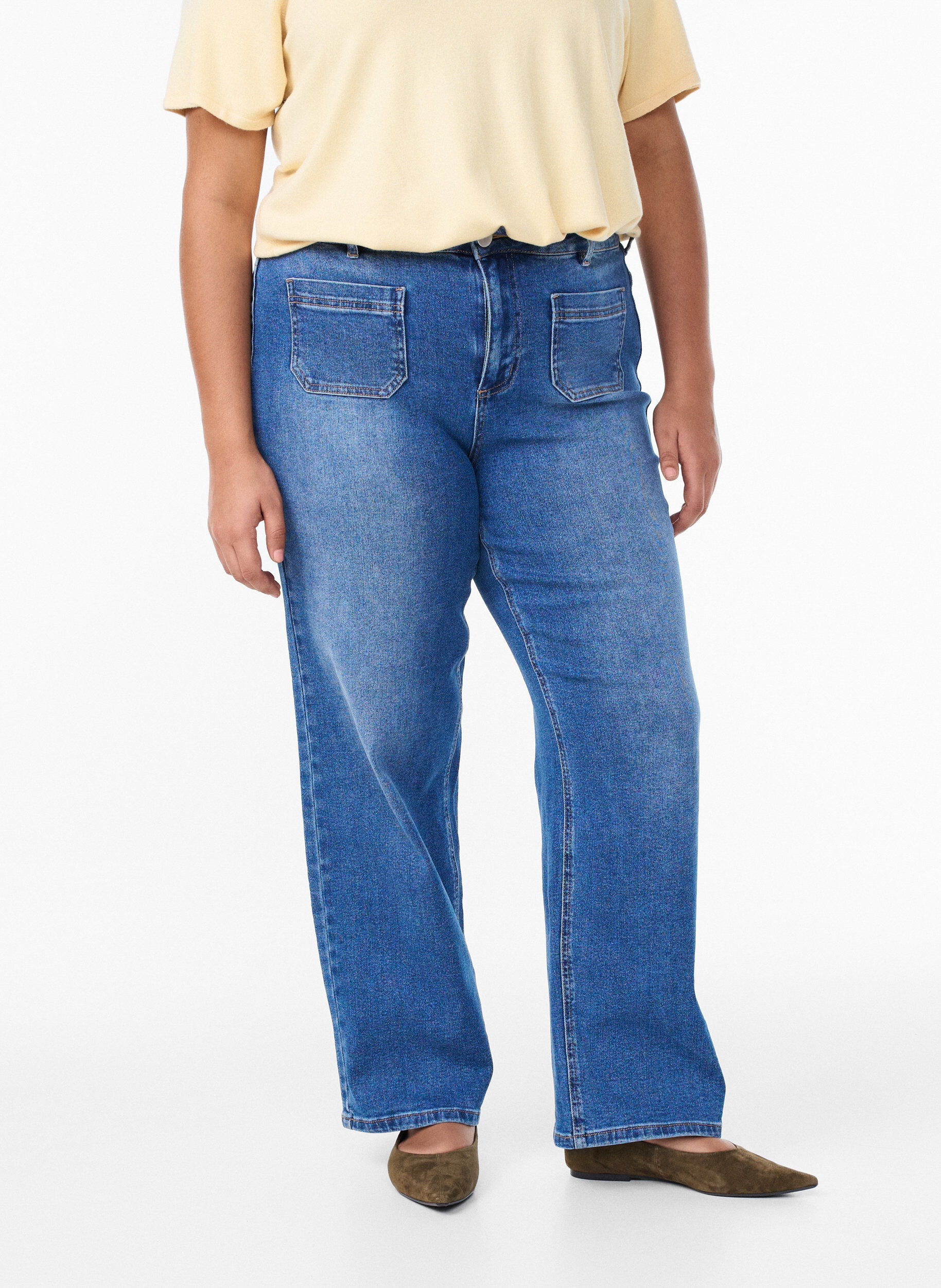 ZizzifashionJeans with front pockets and straight legs, Light Blue, Model image number 2