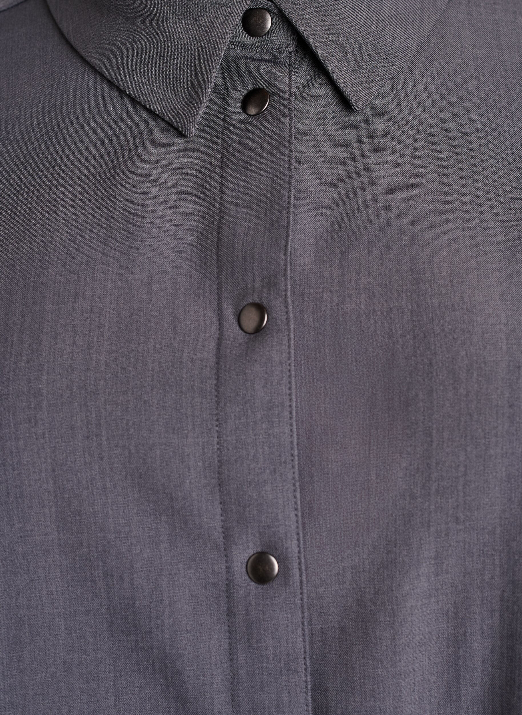 Zizzifashion Shirt with collar and press buttons, Grey, Packshot image number 2