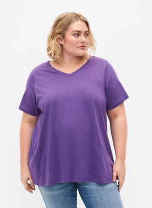 Short sleeve t-shirt with a-shape, Deep Lavender, Model image number 0