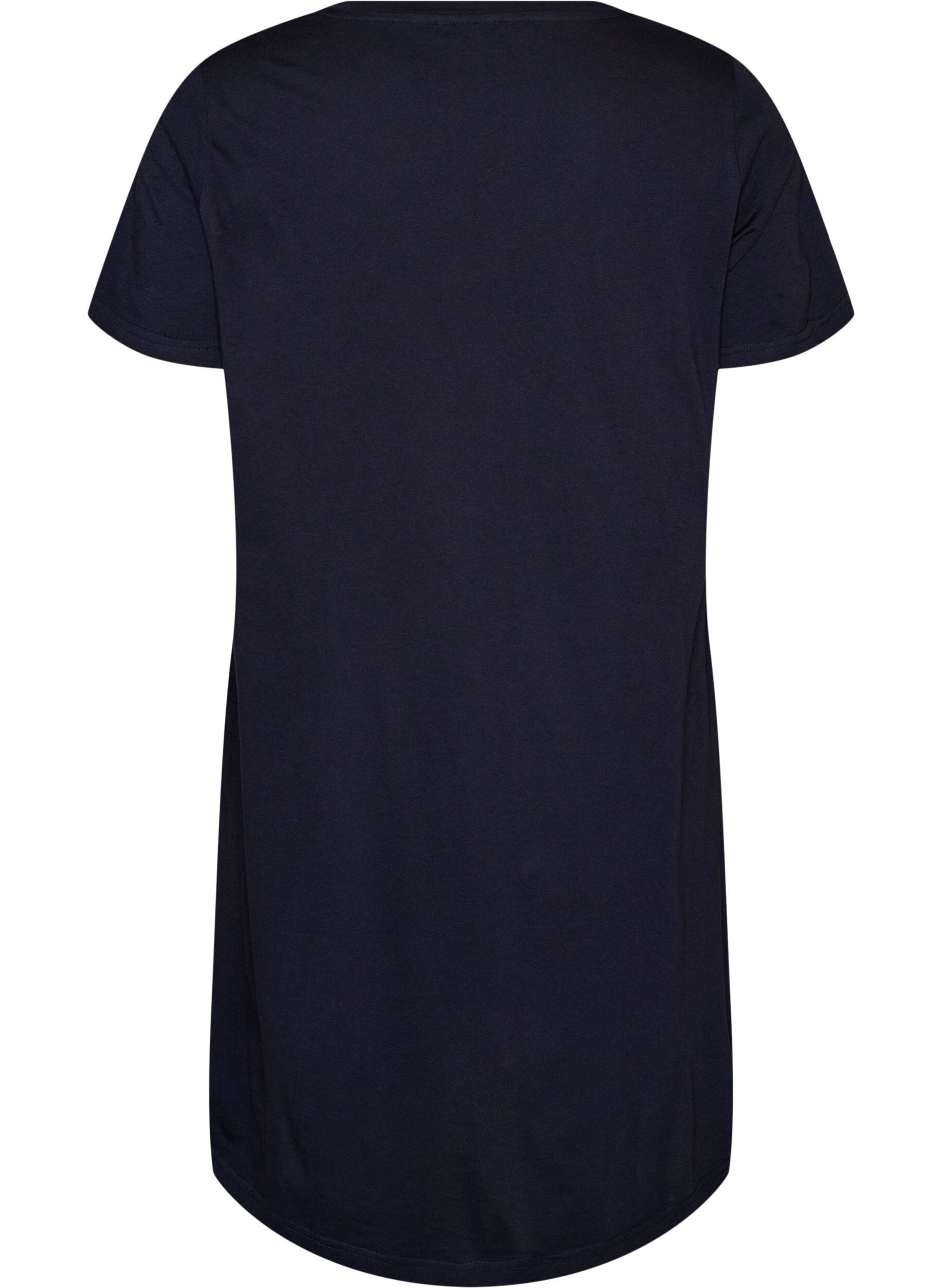 ZizzifashionOrganic cotton nightdress with V-neck, Blue, Packshot image number 1