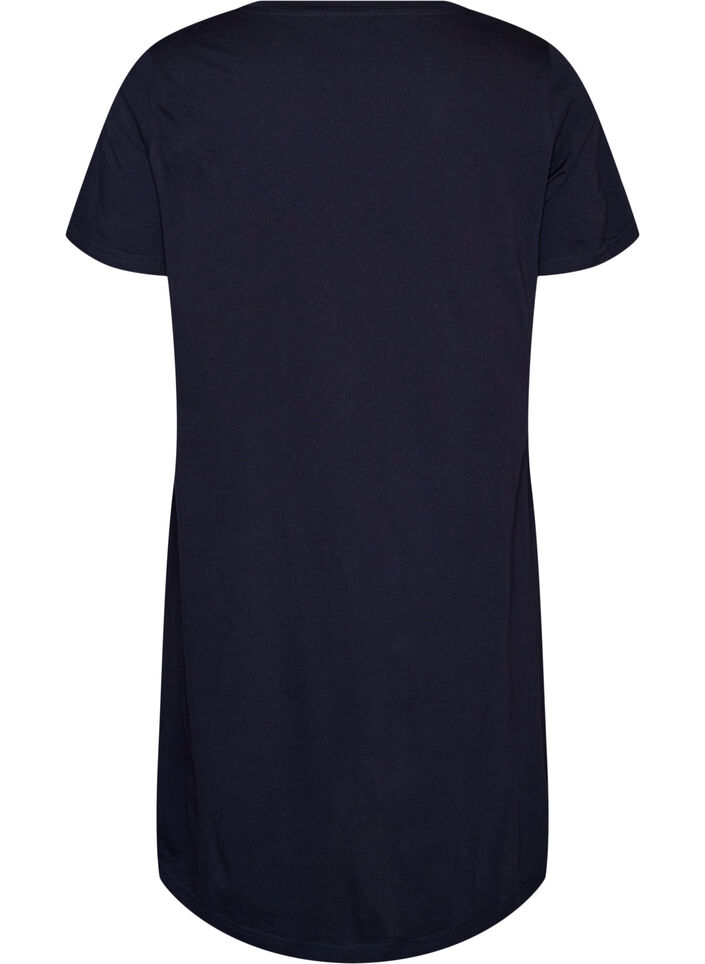 Organic cotton nightdress with V-neck, Blue, Packshot image number 1