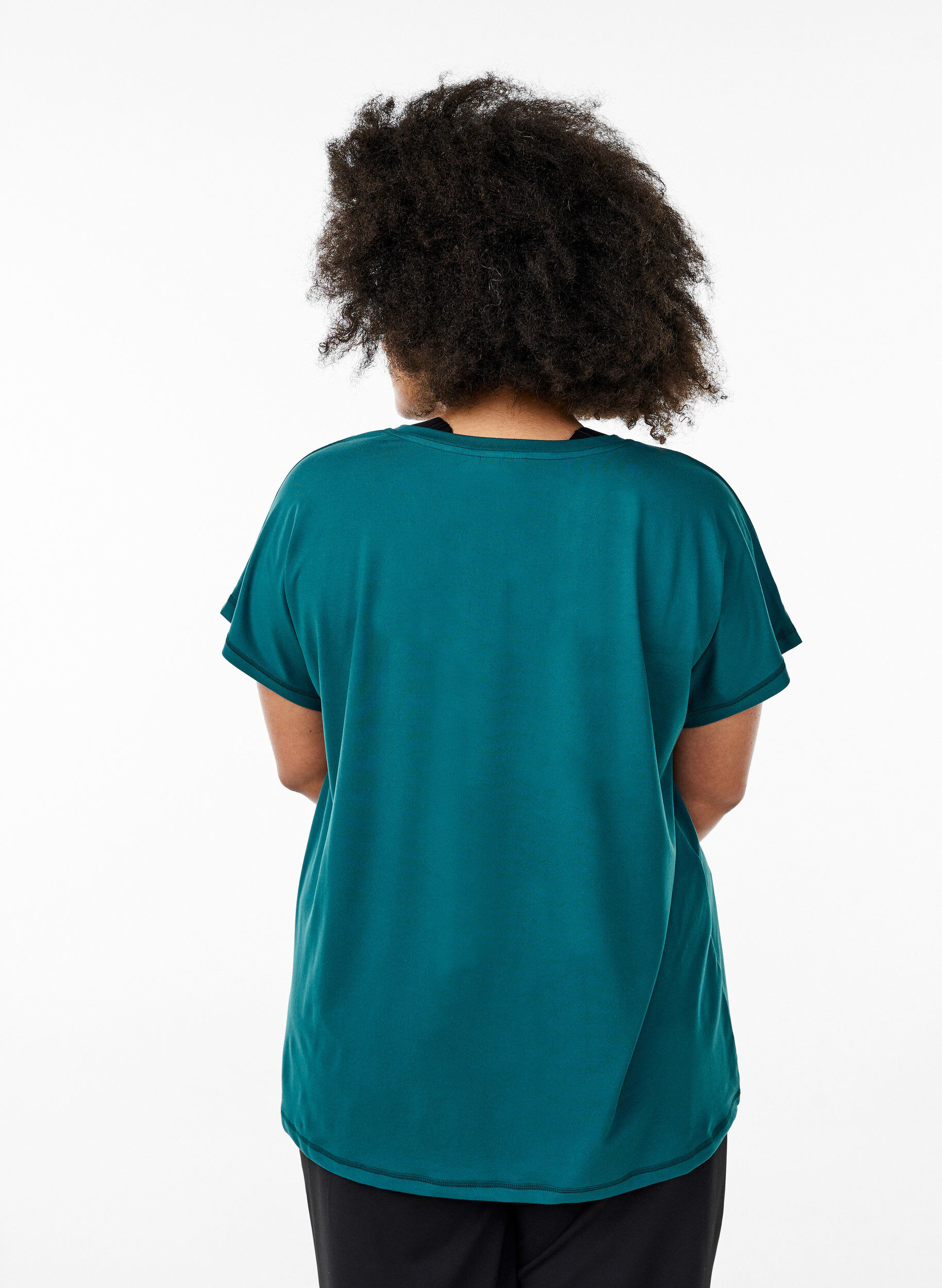 ZizzifashionLoose training t-shirt with v-neck, Green, Model image number 2