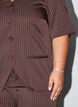 Pinstripe blouse with rhinestones and buttons, Brown, Model image number 3