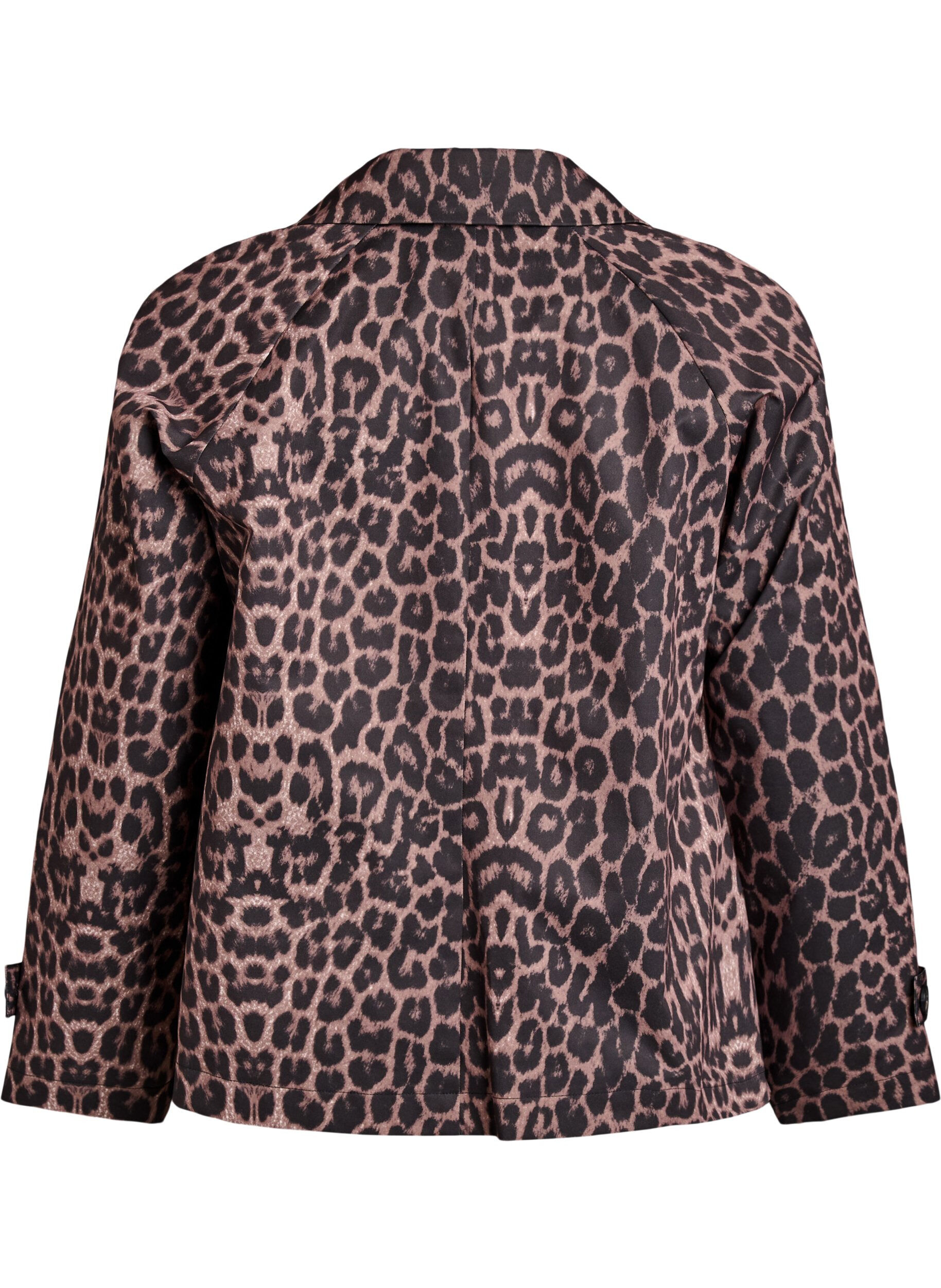 Zizzifashion Double-breasted blazer jacket with leopard print, Brown, Packshot image number 1