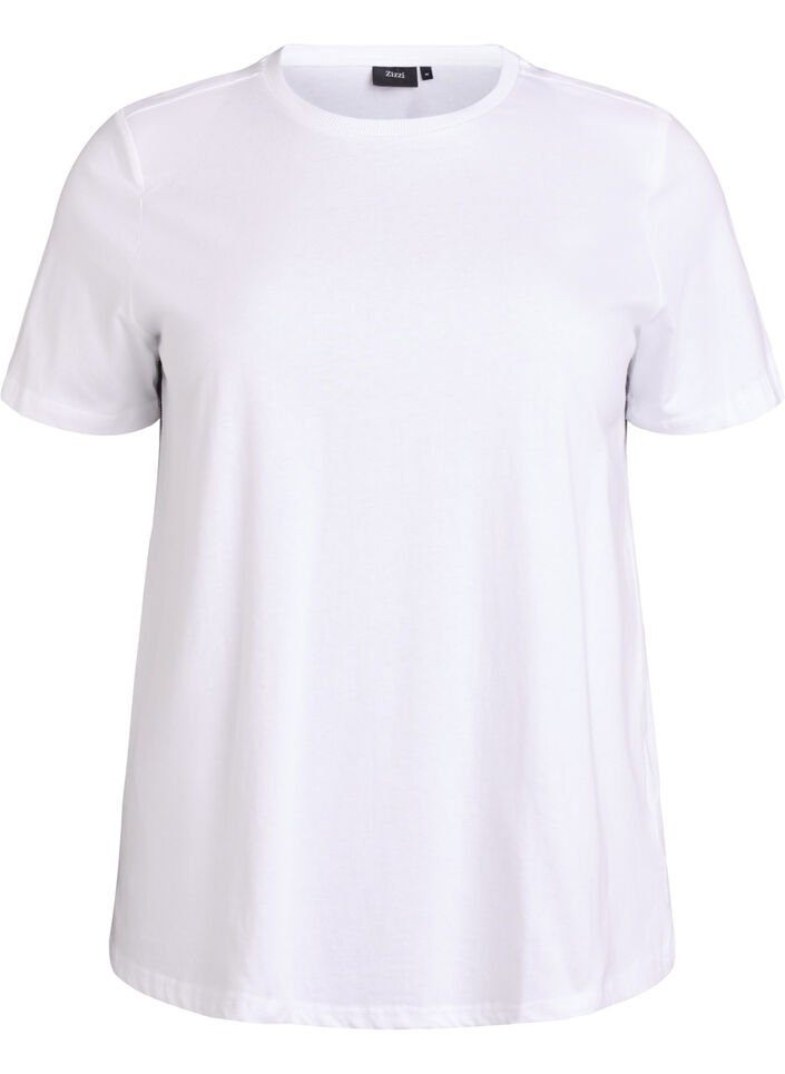 Basic cotton t-shirt with shoulder pads, White, Packshot image number 0