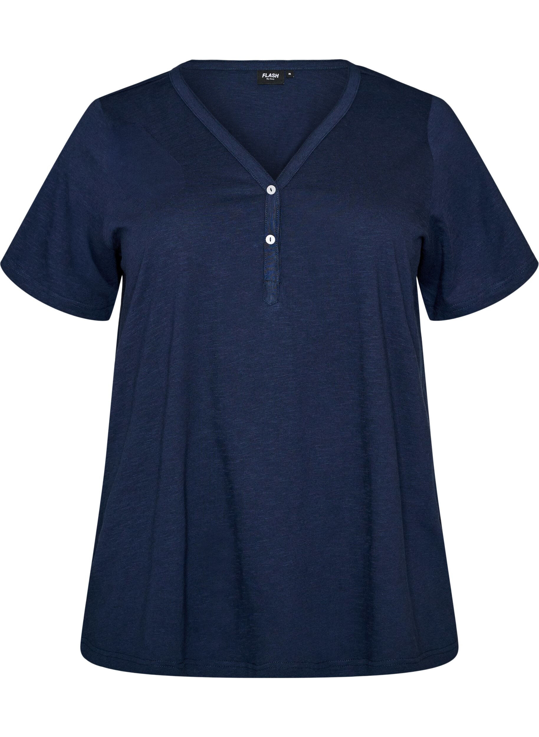 ZizzifashionT-shirt with button detail, Blue, Packshot image number 0