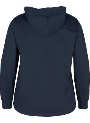 Sweatshirt hoodie with drawstring hem, Navy Blazer, Packshot image number 1