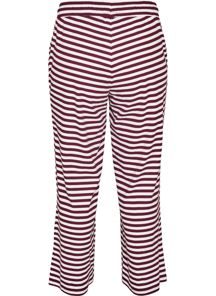 Striped pyjama bottoms with a high waist and wide legs, Red, Packshot image number 1